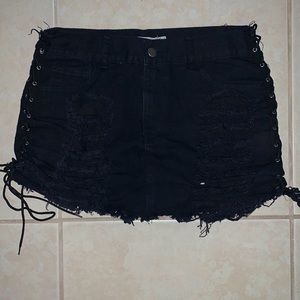 Women’s Black Sexy Ripped Skirt
